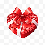 心形糖果盒 红色心形盒，带蝴蝶结，情人节那天的孤立插图