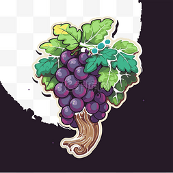 葡萄与叶子图片_卡通矢量葡萄与叶子剪贴画的插图