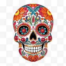 独家所有图片_美丽的 3D 插图，带有墨西哥头骨