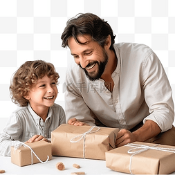 创意禮盒图片_创意零浪费圣诞概念父子包装礼物