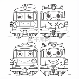 托马斯小火车着色页中的四个不同