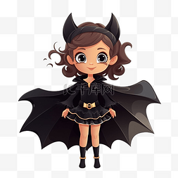 万圣节穿着蝙蝠服装的女孩 穿着