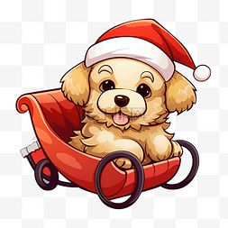 圣诞节那天，可爱的涂鸦狗在雪橇