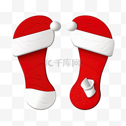 儿童圣诞袜图片_匹配圣诞老人帽子和圣诞袜的两半
