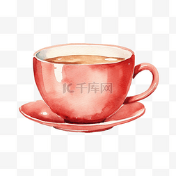 水彩茶或咖啡杯