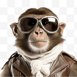 眼镜正面图片_戴着飞行员太阳镜的猴子