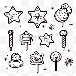 星星和雪花图片_圣诞节对待糖果与星星和雪花涂鸦