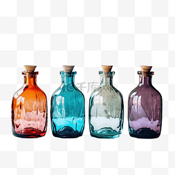 复古抽象花瓶图片_波西米亚风彩色美学玻璃瓶，复古