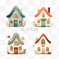 水彩城市画图片_quirky 卡通 小屋 可爱 插图