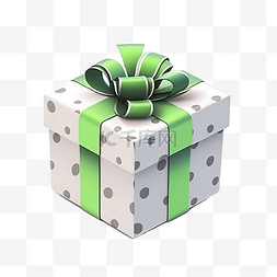 紫色礼品盒子图片_逼真的 3D 礼品绿盒和白色蝴蝶结