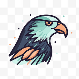 鹰鹰头图片_彩色和绿色的鹰头图标 向量