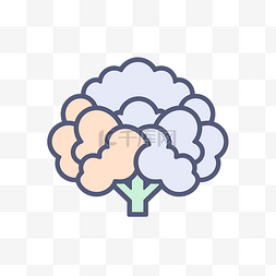 云和大脑图标线图 ilustraci 向量