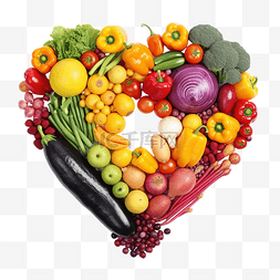 水果和蔬菜的彩虹心