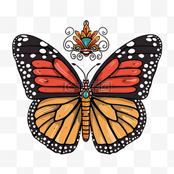 君主剪贴画蝴蝶与彩色翅膀和皇冠