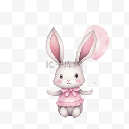 可爱的兔子与粉红色气球图案波西