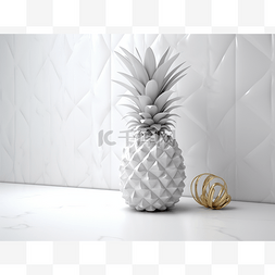 大理石台面上菠萝的 3D 渲染