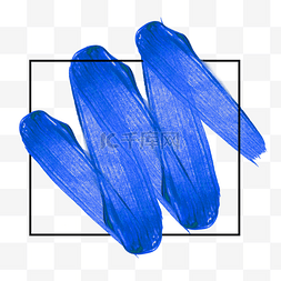 创意边框线条图片_画笔描边蓝色水彩