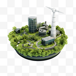 生态工厂的 3d 插图