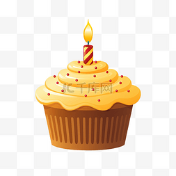 生日邀請图片_第一个生日蛋糕与蜡烛PNG插图