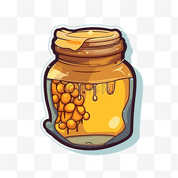 蜂蜜一罐蜂蜜图片_有趣的一罐蜂蜜贴纸剪贴画 向量
