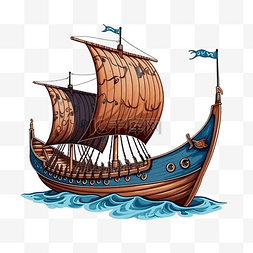 drakkar维京划船在现实风格诺曼船