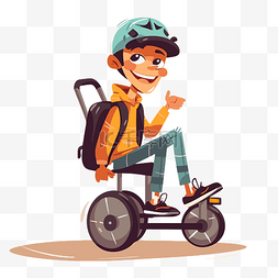 王子骑马图片_障碍剪贴画卡通小学生骑电动滑板
