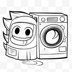 洗衣粉洗衣机图片_可爱的熨斗和洗衣机卡通着色页