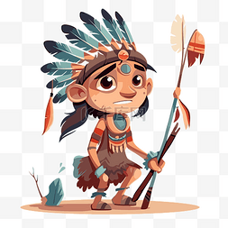原住民剪贴画卡通美国原住民男孩