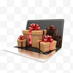 笔记本电脑显示屏上的在线圣诞购