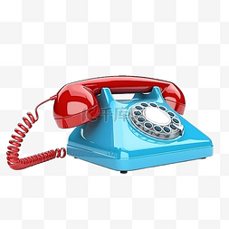 復古電話图片_3d 渲染蓝色电话与隔离的红色箭头