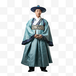 服装街道图片_穿着韩国民族服装的男人