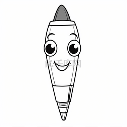 手钢笔图片_微笑的铅笔有小眼睛