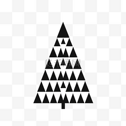 插画白色圣诞树图片_几何圣诞树素描轮廓极简主义简单
