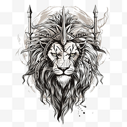 边纹边纹图片_非洲战士矛狮子纹身