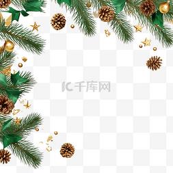 圣诞快乐框架，配有绿松树和圣诞