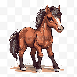 棕色小马的小马剪贴画卡通 向量