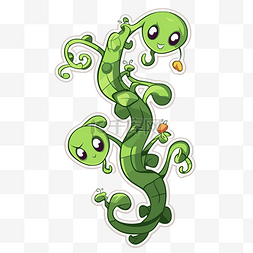 卡通绿色怪物图片_卡通绿色怪物植物贴纸 向量