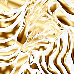 斑马印花图片_金色金属斑马纹