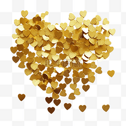 金色金属心形五彩纸屑