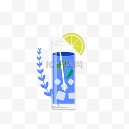 卡通一杯西瓜汁图片_果汁玻璃杯蓝色饮料