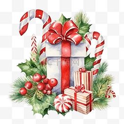 小装饰小玩意图片_圣诞冬青边框与侏儒和拐杖糖和礼