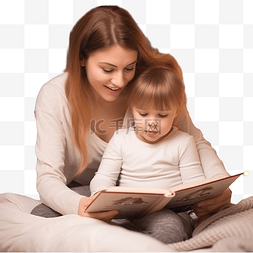 平安夜妈妈和男婴在房间里看书