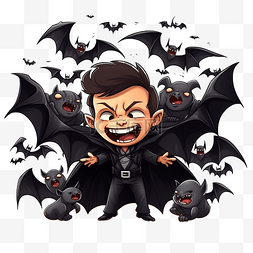 血液漫画图片_有趣的潜行吸血鬼被蝙蝠包围卡通