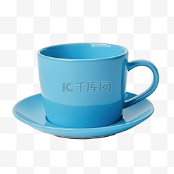 咖啡豆牛奶咖啡图片_孤立的浅蓝色咖啡杯