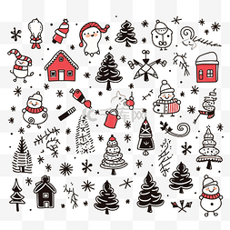 可爱的圣诞鹿图片_大套涂鸦风格的圣诞设计元素