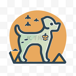 橙色背景上的狗标志 向量