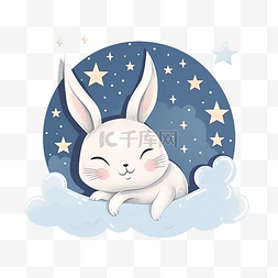 兔月图片_睡觉的兔子和月亮