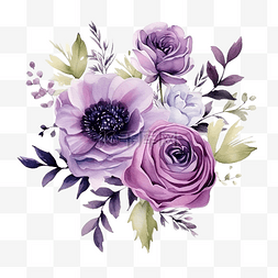 优雅的紫色水彩插花