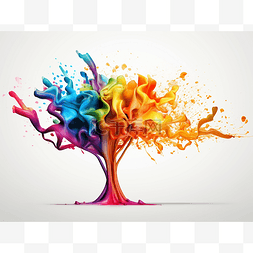 五颜六色的树，油漆以颜色的形式
