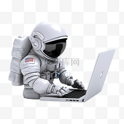 外星旅行图片_宇航员使用笔记本电脑 ai 生成